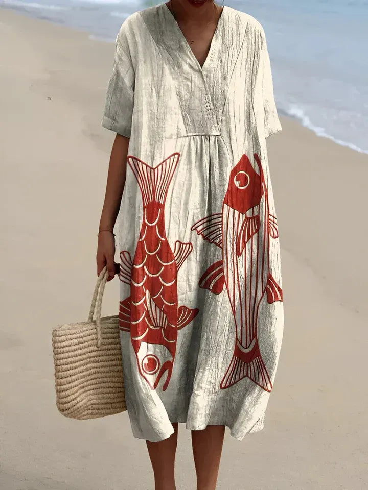 Noiret Paris™ | Robe Élégante au Motif Artistique