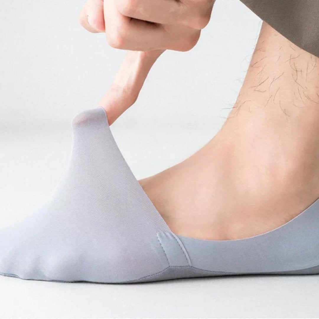 Close-up of WorthySocks heel grip and soft fabric